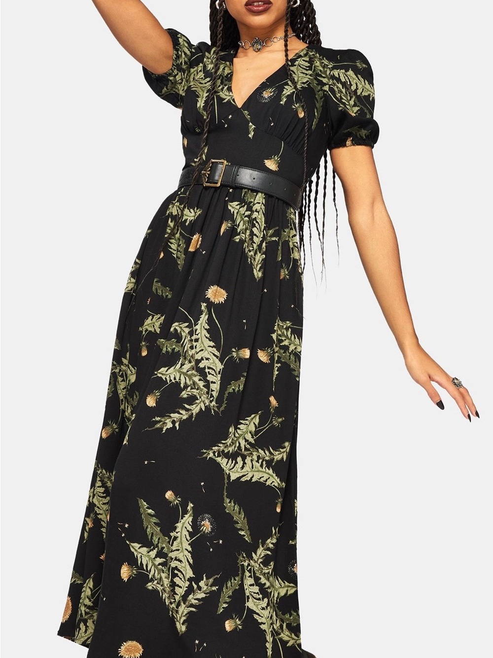 Disturbia Cimora Dandelion Maxi Dress 10 NWT Puff Sleeve V Neck - Picture 5 of 10